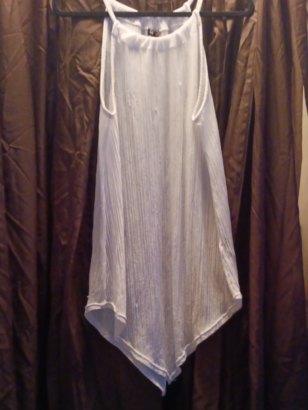 White Pleated Cami With Handkerchief Hem